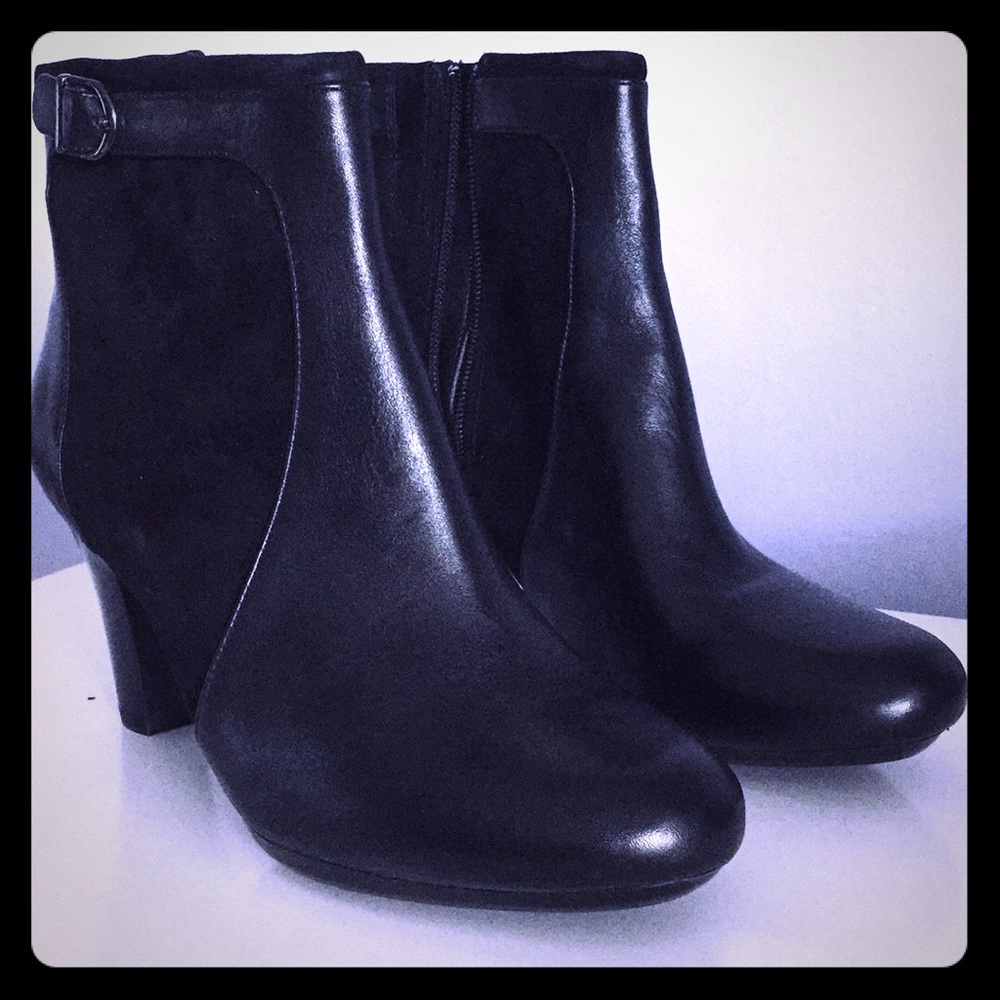Black leather ankle boots
